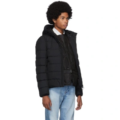 Shop Herno Black Short Channelled Zip Parka In 9300 Black