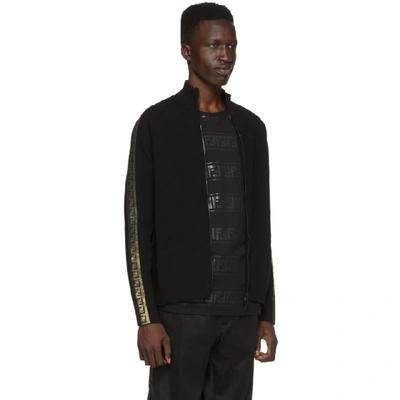 Shop Fendi Black And Gold Forever  Zip Up Sweater In F0gme Black