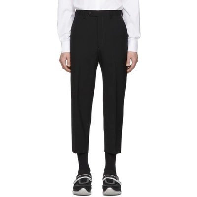 Shop Prada Black Wool Cropped Trousers