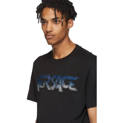 Shop Versace Black Embroidered Logo T-shirt