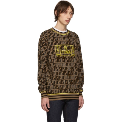 Shop Fendi Brown And Black Forever  All Over Sweater In F0wf0 Yello