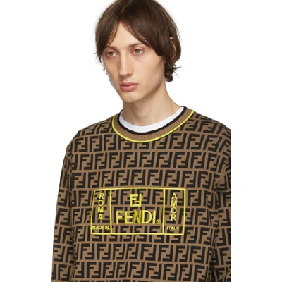 Shop Fendi Brown And Black Forever  All Over Sweater In F0wf0 Yello