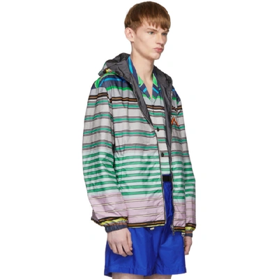 Shop Prada Reversible Multicolor Striped Nylon Jacket