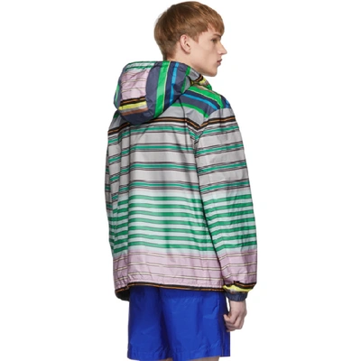 Shop Prada Reversible Multicolor Striped Nylon Jacket