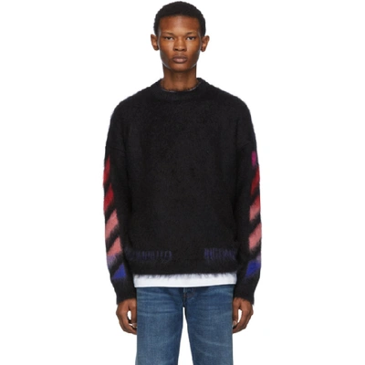 Shop Off-white Black Mohair Diag Sweater In Black/multi