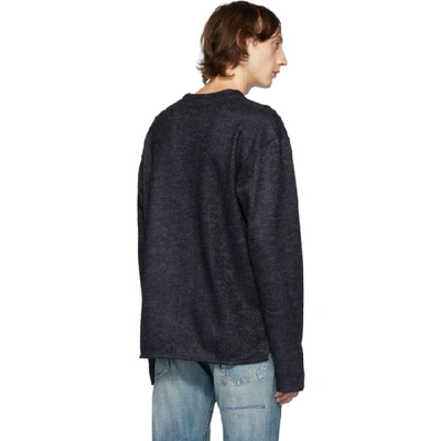 Shop Junya Watanabe Navy And Grey Jacquard Sweater In 1 Nvygry