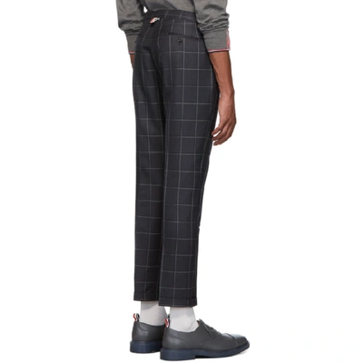 Shop Thom Browne Grey Windopane Side Tab Trousers In 025 Dark Gr