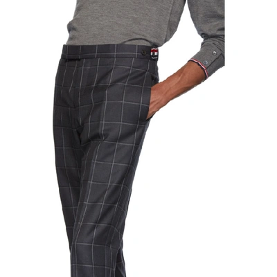 Shop Thom Browne Grey Windopane Side Tab Trousers In 025 Dark Gr