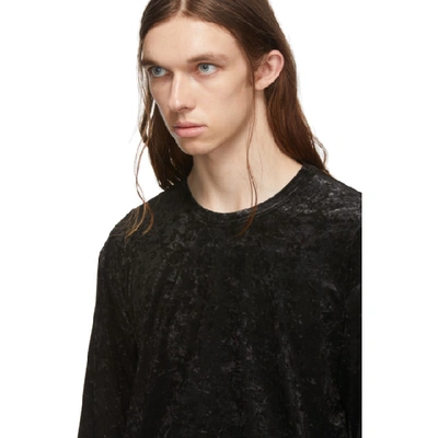 Shop Comme Des Garçons Homme Deux Comme Des Garcons Homme Plus Black Crushed Velour Long Sleeve T-shirt In 1 Black