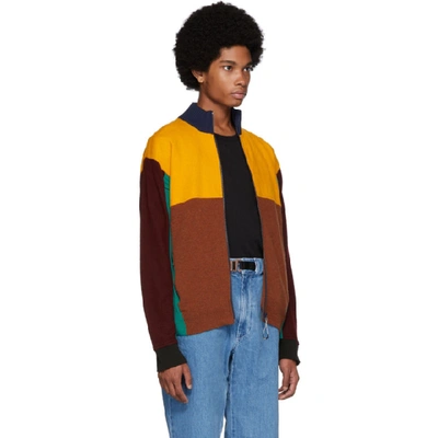 Shop Kenzo Multicolor Wool Colorblock Zip Jacket In 41 Marigld