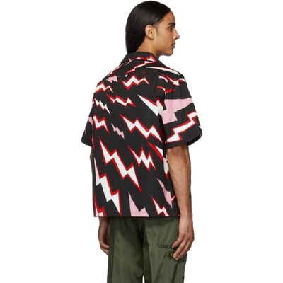 Shop Prada Black & Red Thunder Print Shirt In Lacquer Red