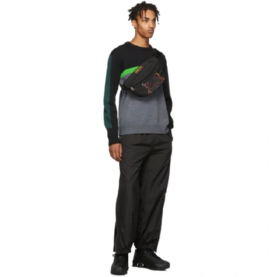Shop Kenzo Black And Green Colorblock Sweater In 53 Pine