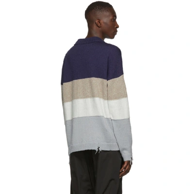 Shop Off-white Blue And Black Logo Sweater In Blu Blk