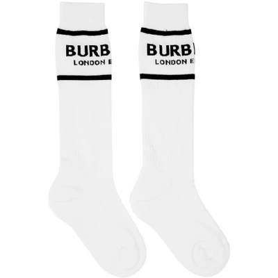 Shop Burberry White Logo Socks
