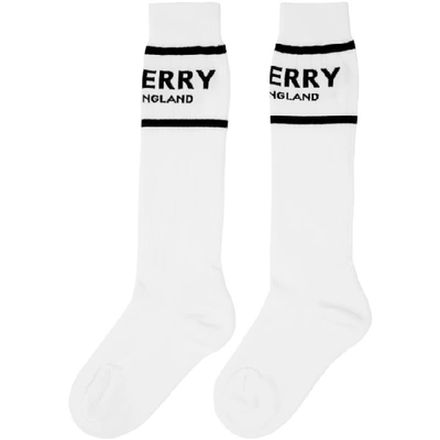 Shop Burberry White Logo Socks