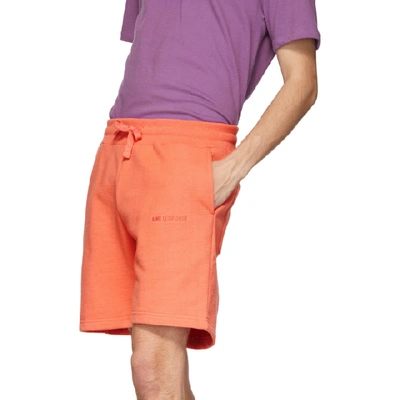 Shop Aimé Leon Dore Aime Leon Dore Orange French Terry Logo Shorts In Infrared