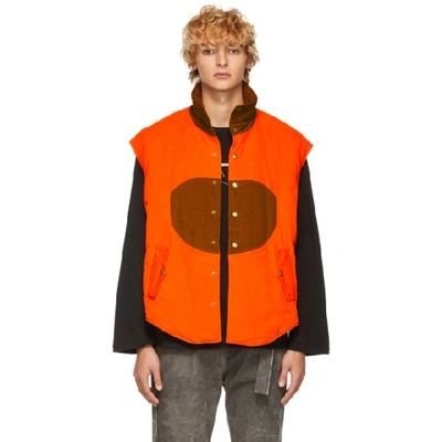 Shop St-henri Ssense Exclusive Orange And Tan Corduroy Hunting Vest In Orange/cina
