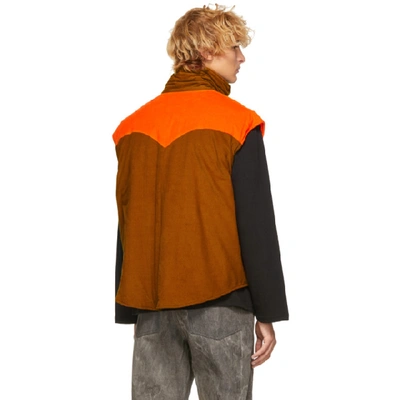 Shop St-henri Ssense Exclusive Orange And Tan Corduroy Hunting Vest In Orange/cina