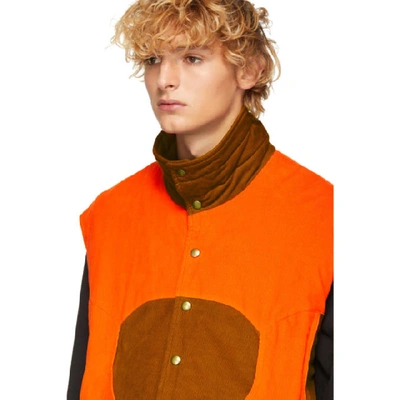 Shop St-henri Ssense Exclusive Orange And Tan Corduroy Hunting Vest In Orange/cina