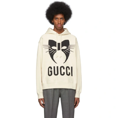 Shop Gucci Off-white Manifesto Hoodie In 9911 Natblk