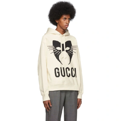 Shop Gucci Off-white Manifesto Hoodie In 9911 Natblk