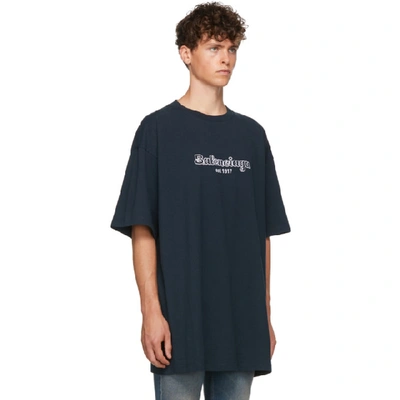 Shop Balenciaga Navy And White Est. 1917 T-shirt In 8502 Nvywht