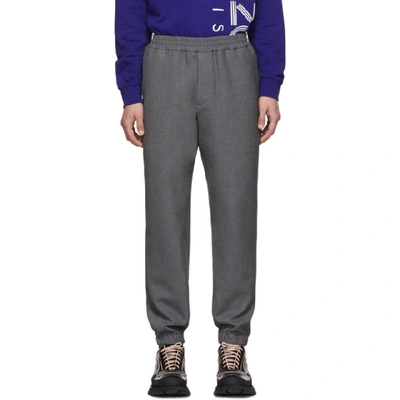 Shop Kenzo Grey Cropped Jog Trousers In 96 Mistgrey