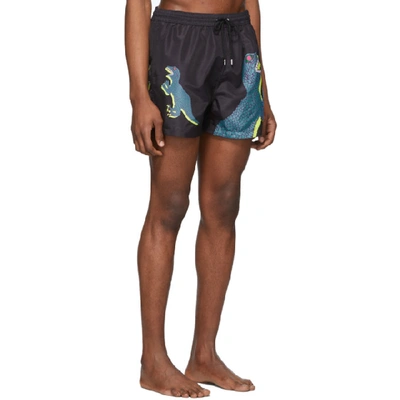 Shop Paul Smith Black Dino Classic Swim Shorts In 79 Black