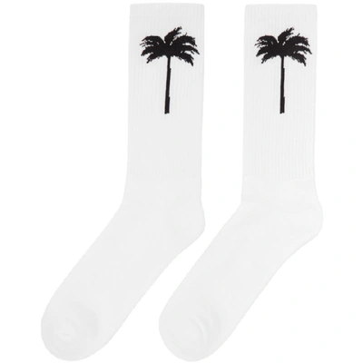 PALM ANGELS 白色棕榈树中筒袜