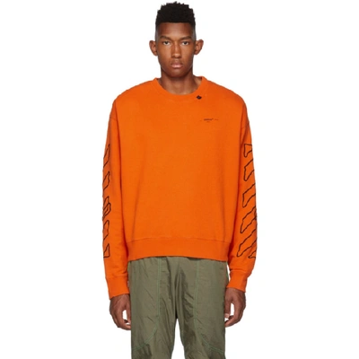 Off white Printed Embroidered Cotton Sweatshirt In Orange ModeSens