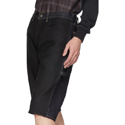Shop Junya Watanabe Indigo And Black Levis Edition 503 Customized Shorts In 1 Indigo