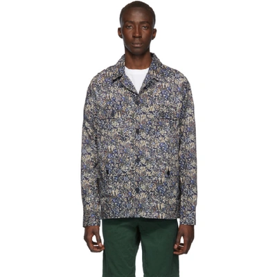 Shop Norse Projects Green Lawn Print Mads Shirt In 8098/ Ivy