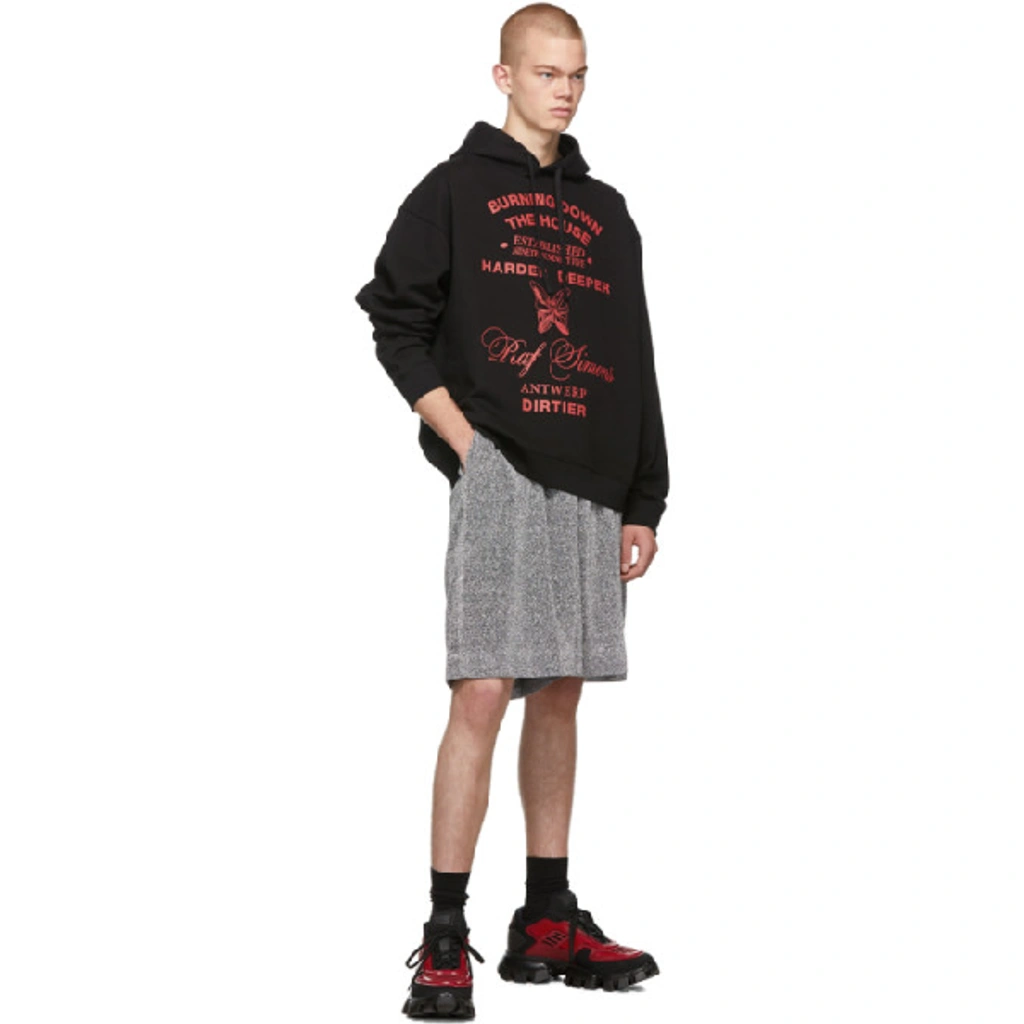 Raf Simons Burning Down The House Hooded Sweatshirt In Black red ModeSens