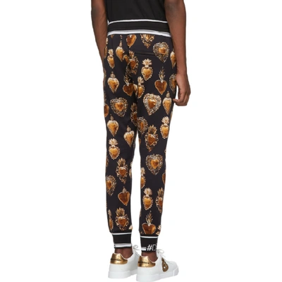 Shop Dolce & Gabbana Dolce And Gabbana Black And Gold Heart Crest Lounge Pants In Hngg7 Black