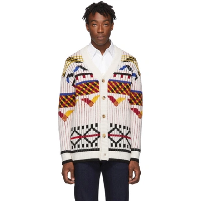 Shop Kenzo Ecru Peruvian Fair Isle Cardigan In 03 Ecru