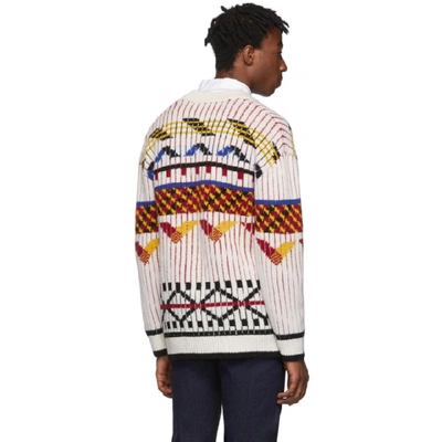 Shop Kenzo Ecru Peruvian Fair Isle Cardigan In 03 Ecru