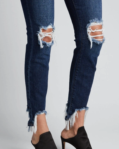 Shop L Agence High Line High-rise Distressed Skinny Jeans With Shredded Hem In Classic Vintage