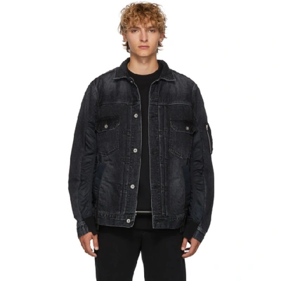 Shop Sacai Black Denim Jacket In 001 Black