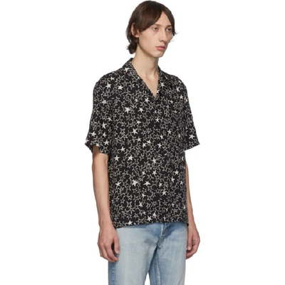 Shop Saint Laurent Black Graffiti Stars Shark Collar Short Sleeve Shirt In 1095 Blkchk