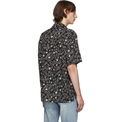 Shop Saint Laurent Black Graffiti Stars Shark Collar Short Sleeve Shirt In 1095 Blkchk