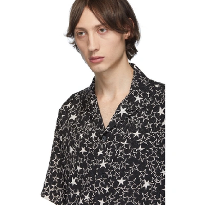 Shop Saint Laurent Black Graffiti Stars Shark Collar Short Sleeve Shirt In 1095 Blkchk