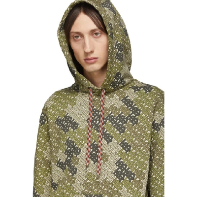 Shop Burberry Khaki Monogram Print Hoodie