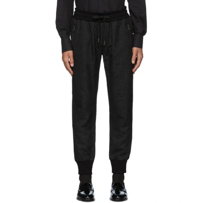 Shop Dolce & Gabbana Dolce And Gabbana Black Jacquard Lounge Pants In N0000 Black
