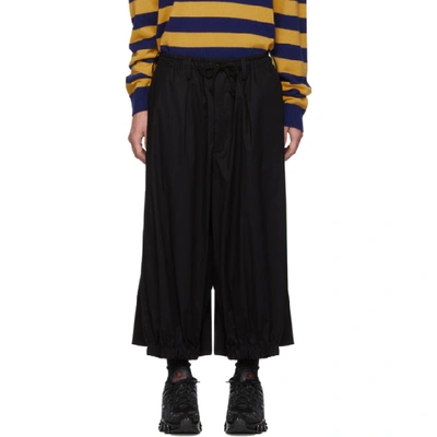 Shop Yohji Yamamoto Black Embroidered Trousers