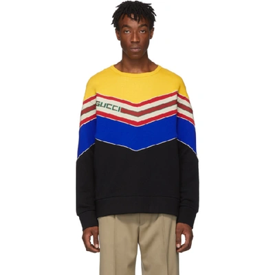 Gucci Sweatshirt With Chevron Stripe In 1074 Black | ModeSens
