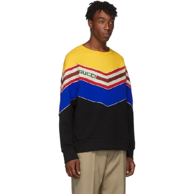Shop Gucci Black V-neck Sweatshirt In 1074 Black