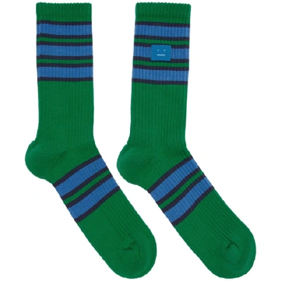 Shop Acne Studios Green Face Rib Socks