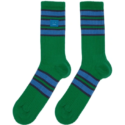 Shop Acne Studios Green Face Rib Socks