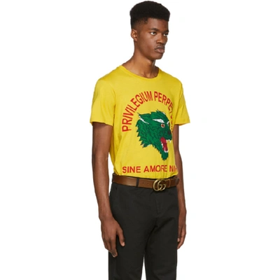 GUCCI 黄色“PRIVILEGIUM PERFECTUUM”美洲豹 T 恤