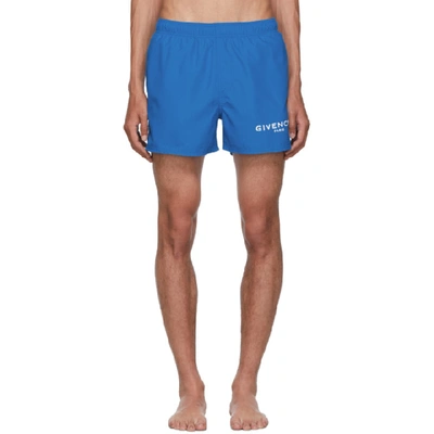 Shop Givenchy Blue Logo Swim Shorts In 430 Brtblue